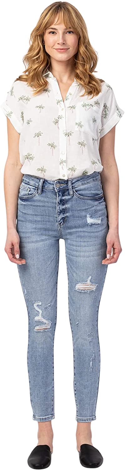 Judy Blue Womens High Rise Destroyed Skinny Jeans