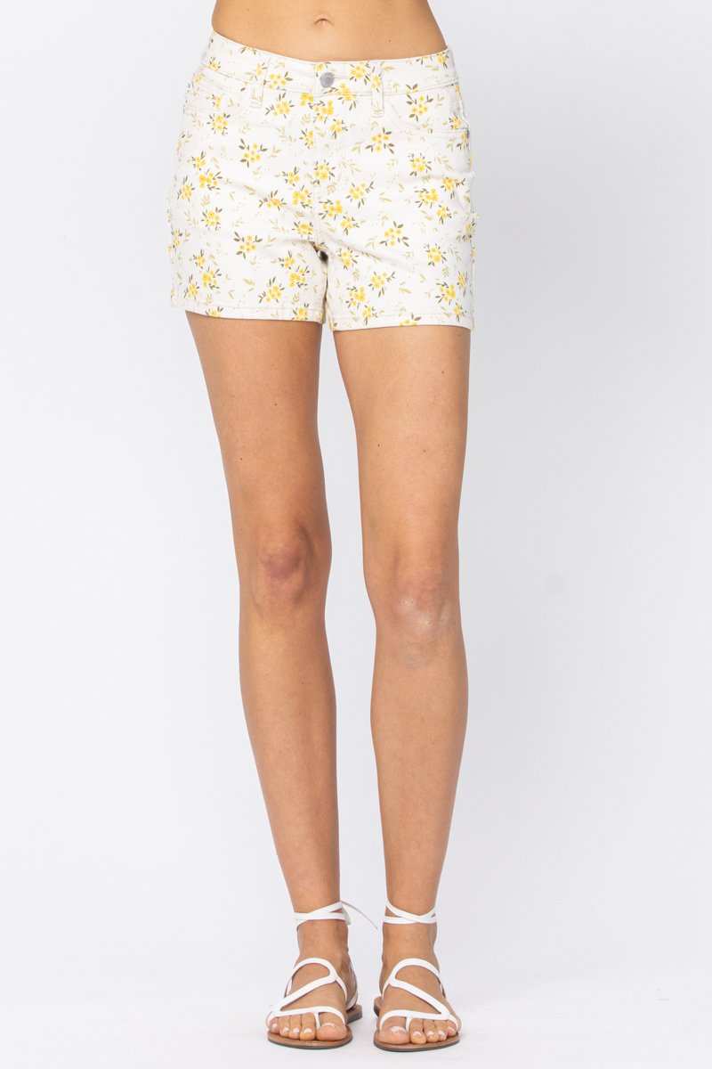 Judy Blue Womens Darling Flower Print Shorts
