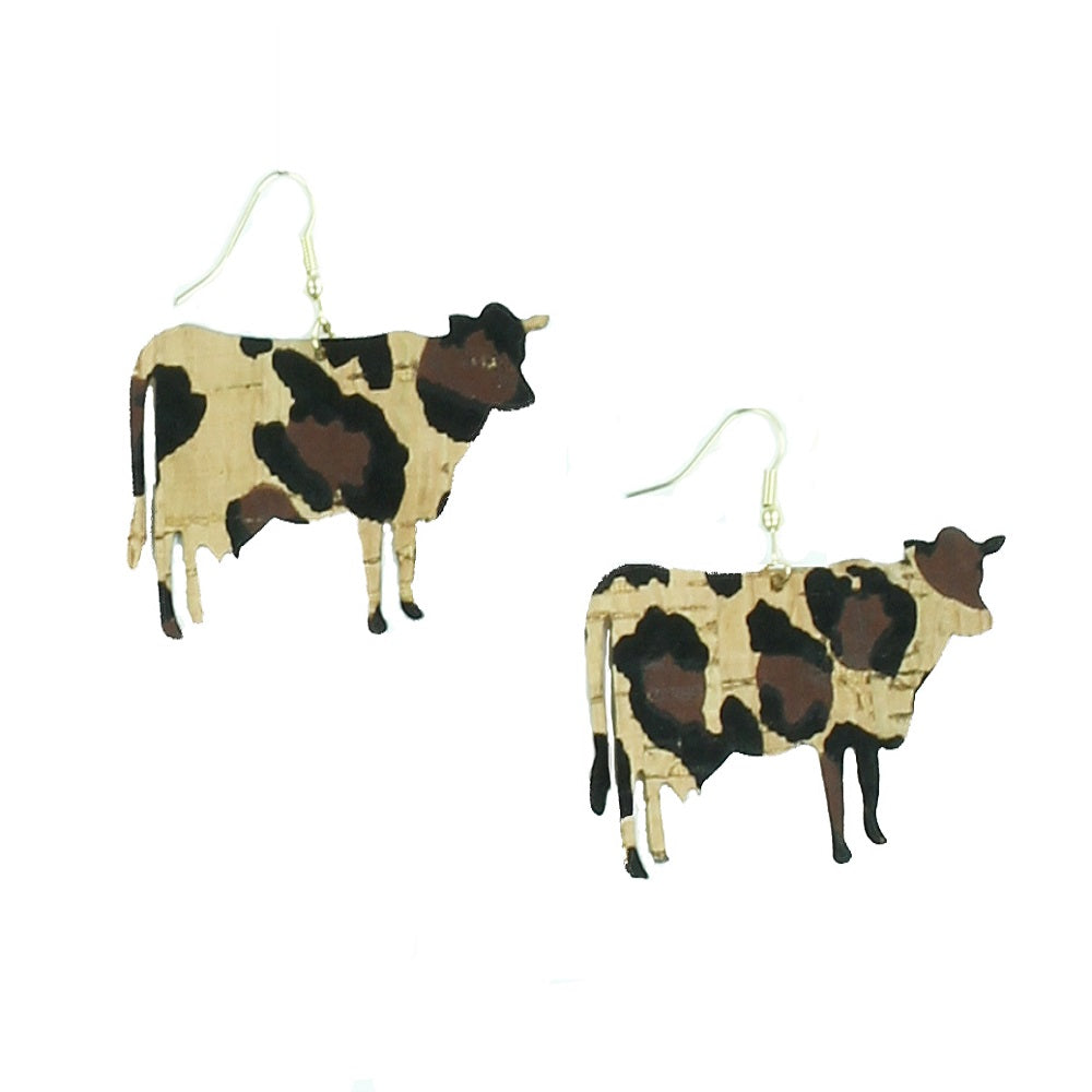 Vogue21 Cork Leather Novelty Pierced Earrings