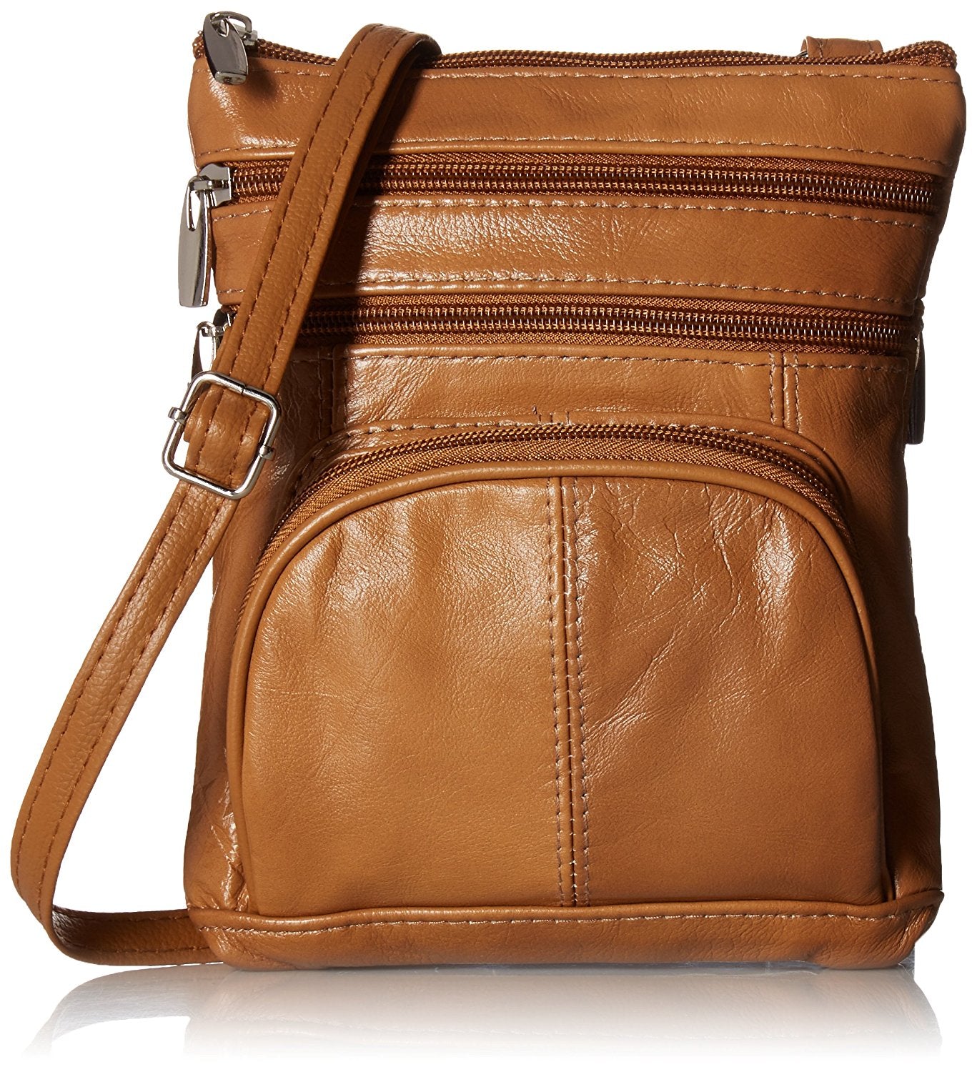 Roma Leathers Genuine Leather Multi-Pocket Crossbody Purse Bag