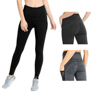Mono B Womens High Waist Splice Mesh Pocket Full Leggings