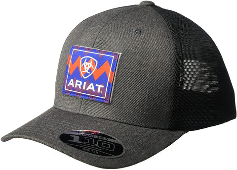 Ariat Mens Logo Patch Flexfit Mesh Back Baseball Cap (Grey/Black, One Size)