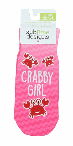 Sublime Designs Kids Fun Printed Ankle Socks-Crabby Girl