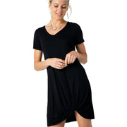 Vocal Womens Short Sleeve V-neck Twist Front Dress