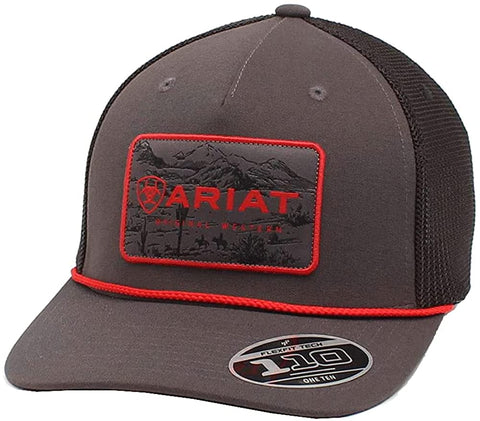 Ariat Mens Adjustable Snapback Mesh Cap Hat (Black Heather, One Size)