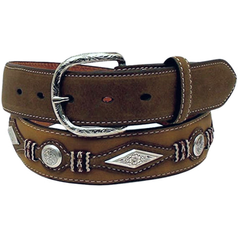 Nocona Men's HD Xtreme Work Leather Tabs Stitch Belt, Brown, 36