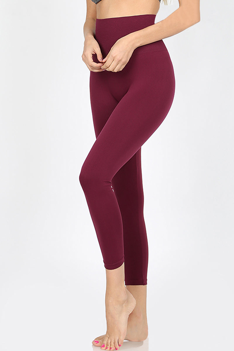 Zenana Womens High Waist Seamless Capri Leggings