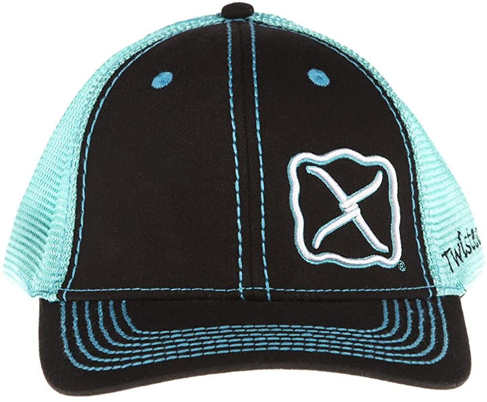 Twisted X Mens Adjustable Snapback Mesh Cap Hat (Black/Turquoise, One Size)