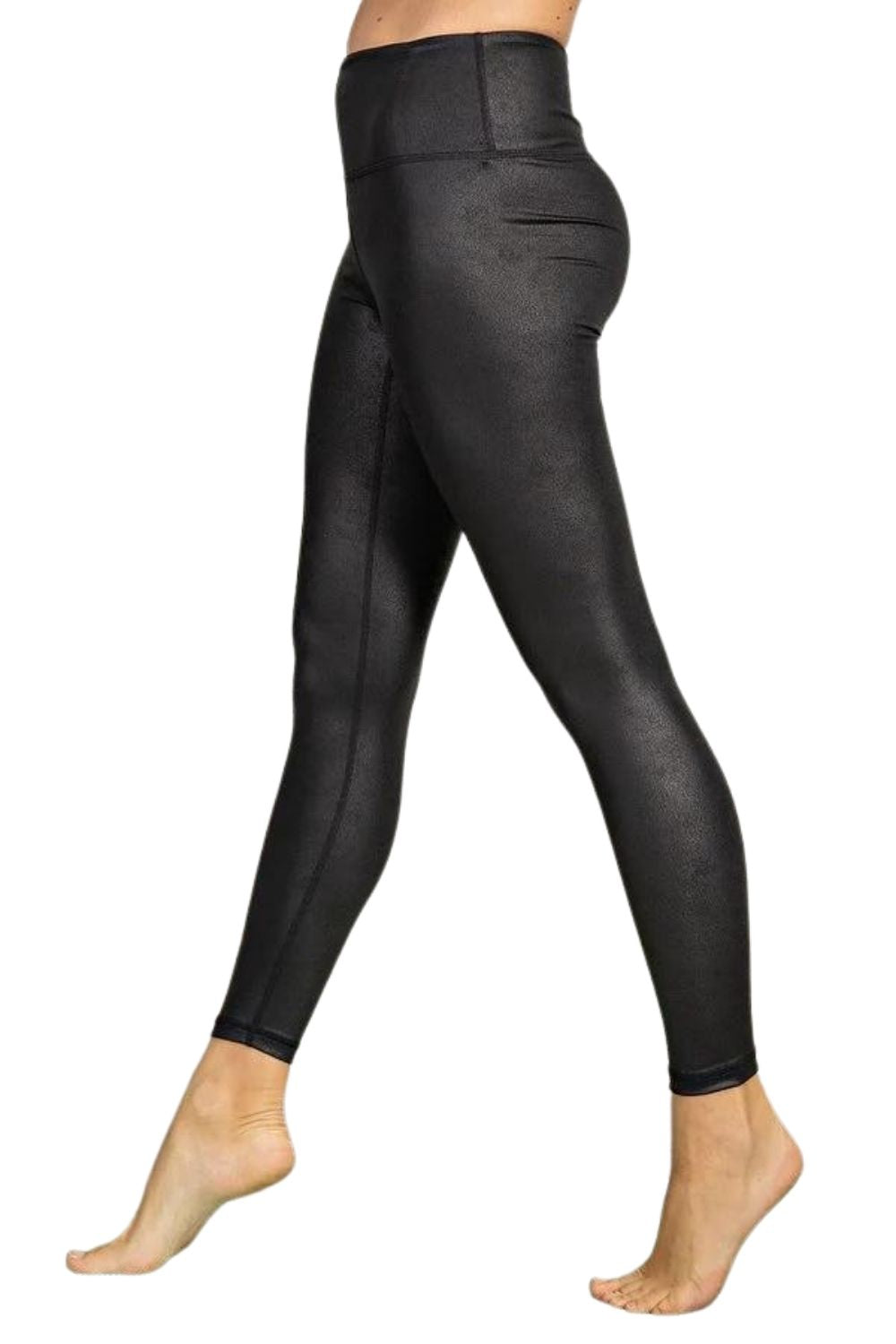 Rae Mode Womens PU Chintz Full Length High Waist Leggings