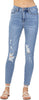 Judy Blue Womens High Waist Destroyed Tummy Control Skinny Jeans