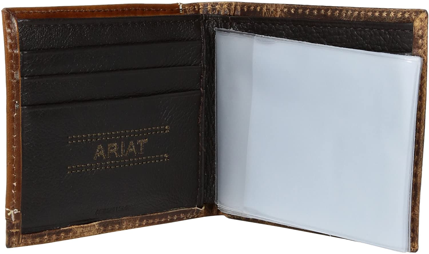 Ariat Mens Distressed Corner Over Circle Leather Concho Bifold Wallet