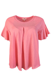 Umgee Womens Hi Low Hem Ruffle Short Sleeve Top