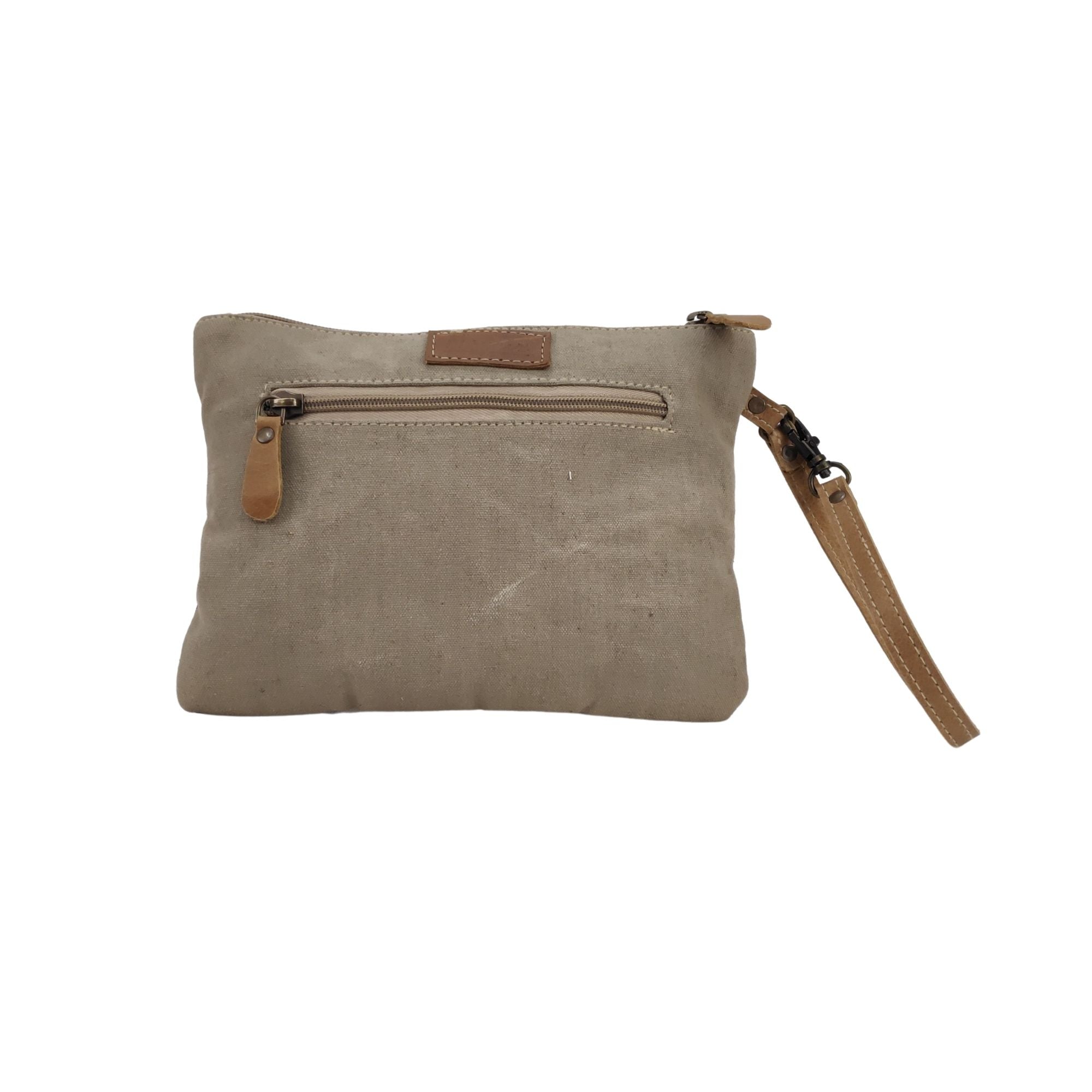 Womens Vintage Style Upcycled Spunky Pouch Wristlet Bag