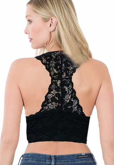 Zenana Womens Stretch Lace Padded Hourglass Back Bralette