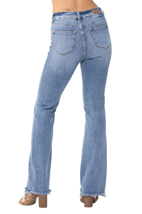 Judy Blue womens High Waist Double Button Boot Cut Denim Jeans