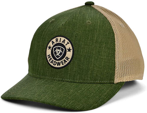 Ariat Mens Flexfit 110 Adjustable Snapback Cap Hat (Olive/Tan)