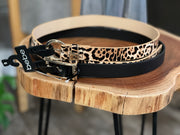 Bebe Skinny Belt Set, 1 Black and 1 Leopard, 1" Width