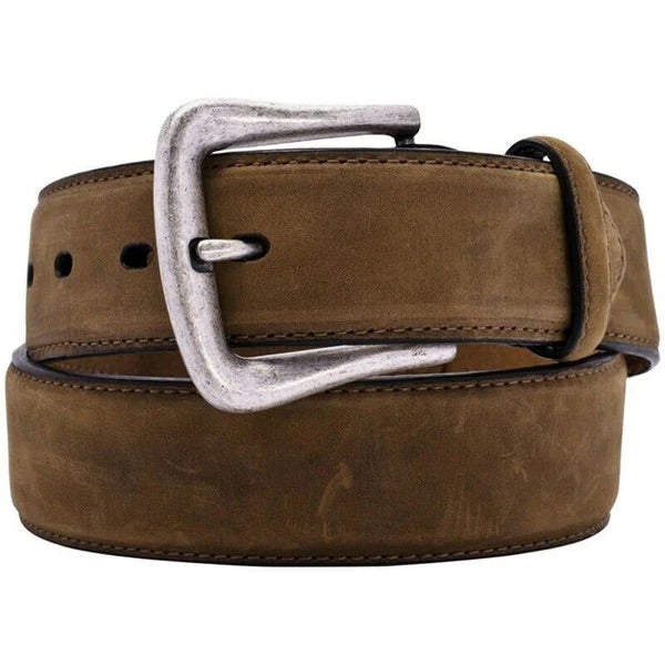 Nocona Mens Distressed Brown Western Overlay Leather Belt
