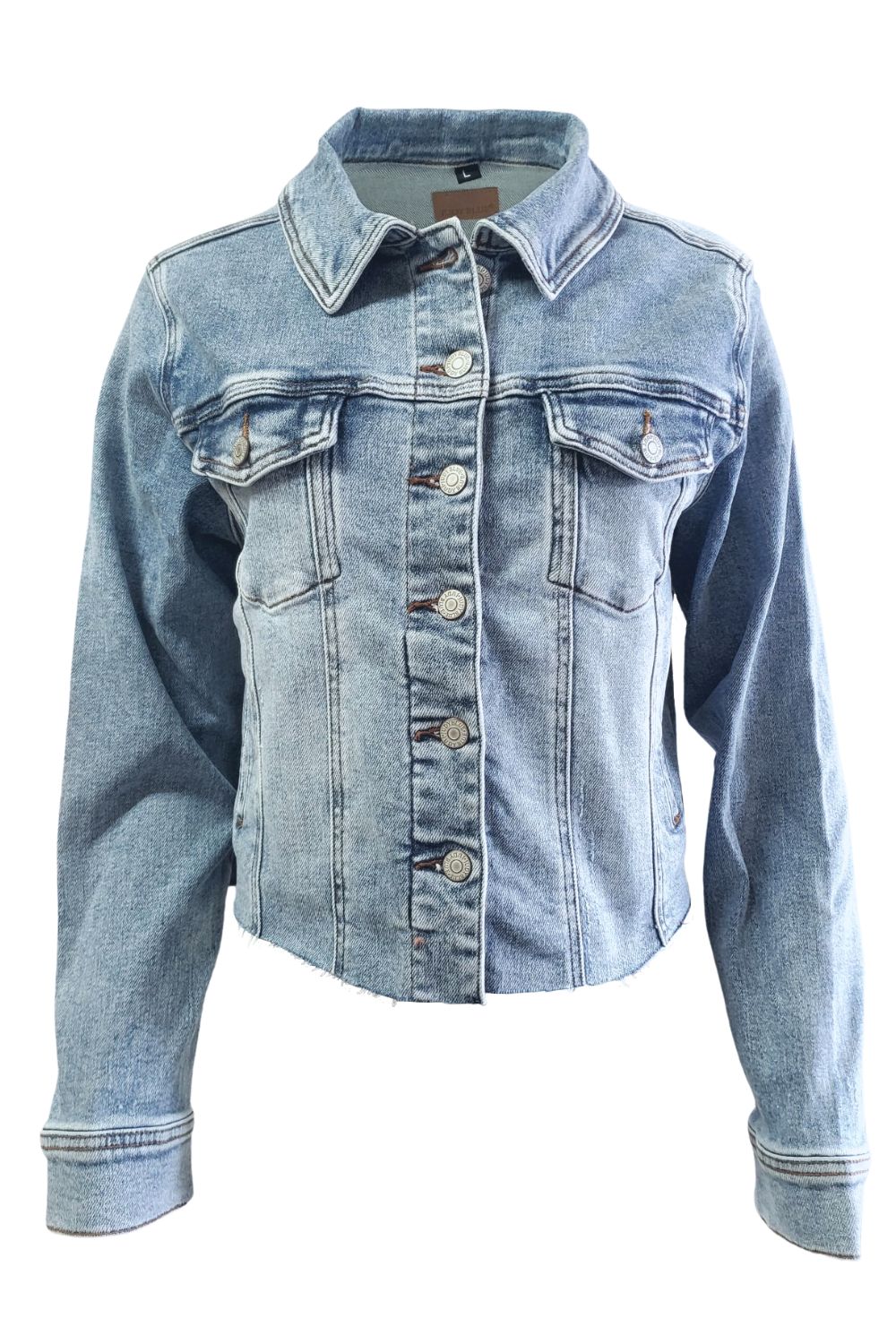 Judy Blue Womens Button Down Distressed Denim Jacket