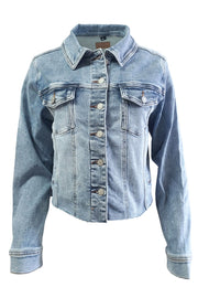Judy Blue Womens Button Down Distressed Denim Jacket