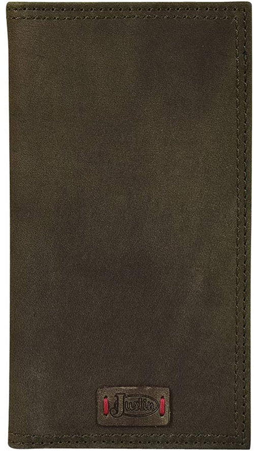 Justin Mens Leather Rodeo Wallet Checkbook Cover, Dark Khaki