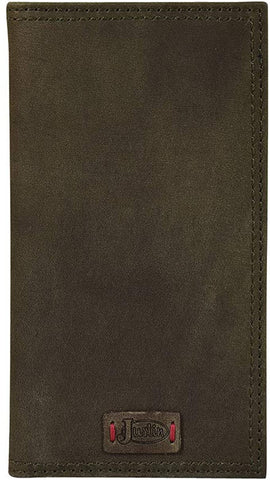Justin Mens Leather Rodeo Wallet Checkbook Cover, Dark Khaki