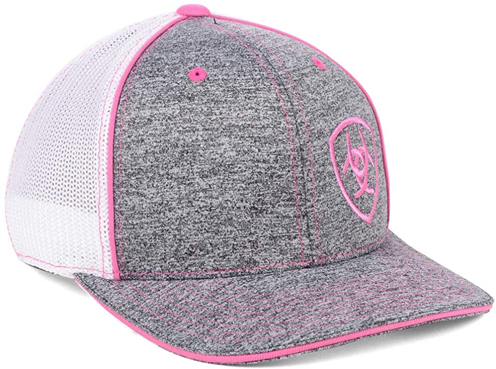 Ariat Womens Logo Adjustable Meshback Snapback Hat (Grey/White/Pink, One Size)