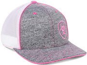 Ariat Womens Logo Adjustable Meshback Snapback Hat (Grey/White/Pink, One Size)