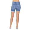 Judy Blue Womens High Rise Mid Length Destroyed Shorts