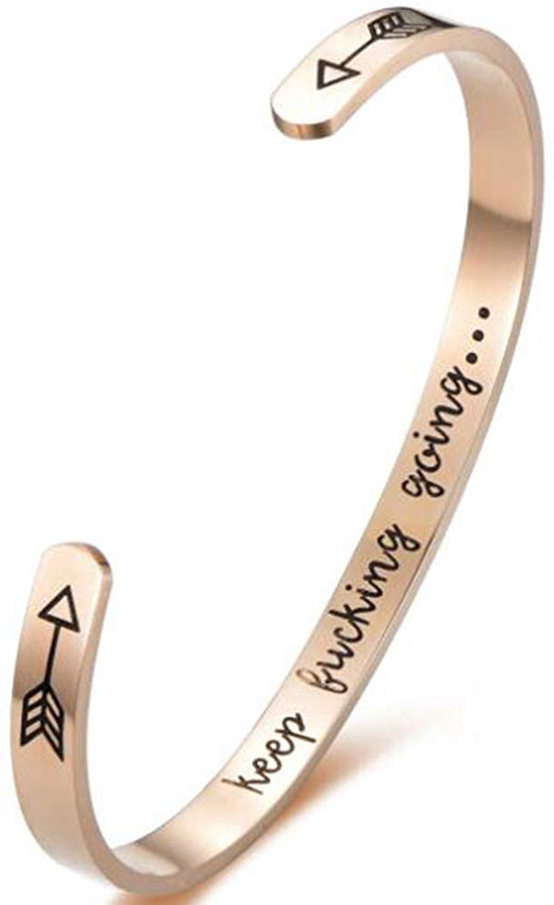 KFG Inspirational Womens Keep Going Motivational Bangle Bracelet
