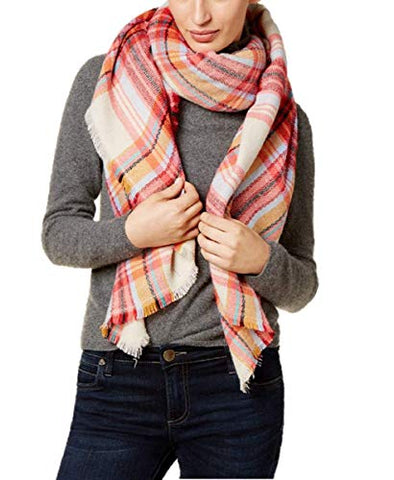 Collection XIIX College Plaid Runway Wrap & Scarf in One (Cream Plaid, OS)