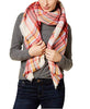 Collection XIIX College Plaid Runway Wrap & Scarf in One (Cream Plaid, OS)