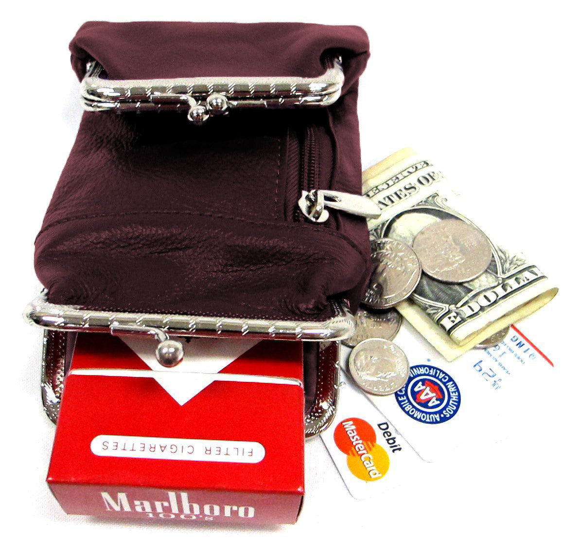 Roma Leathers Genuine Leather Cigarette and Lighter Case with Twist Clasp