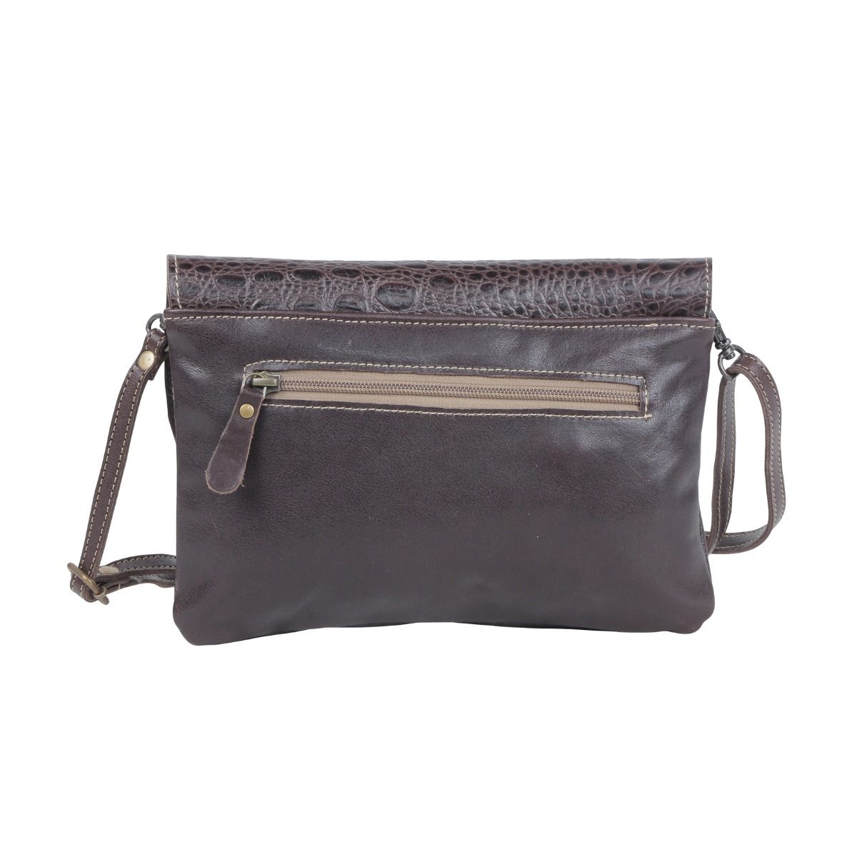 Myra Bag Womens Chocosplash Hand-Tooled Shoulder Bag