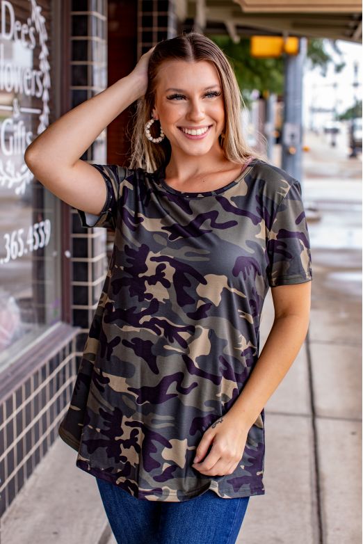 Lucky & Blessed Womens Straight Hem Relaxed Fit Scoop Neck Top