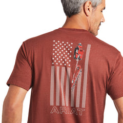 Ariat Mens Patriotic Farm Flag Screen Print Tee Shirt, Rust Heather