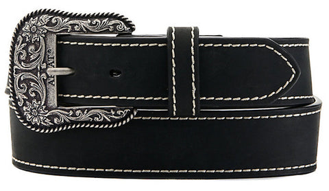 Ariat Womens Western Filigree Rhinestone Buckle Embossed Leather Belt