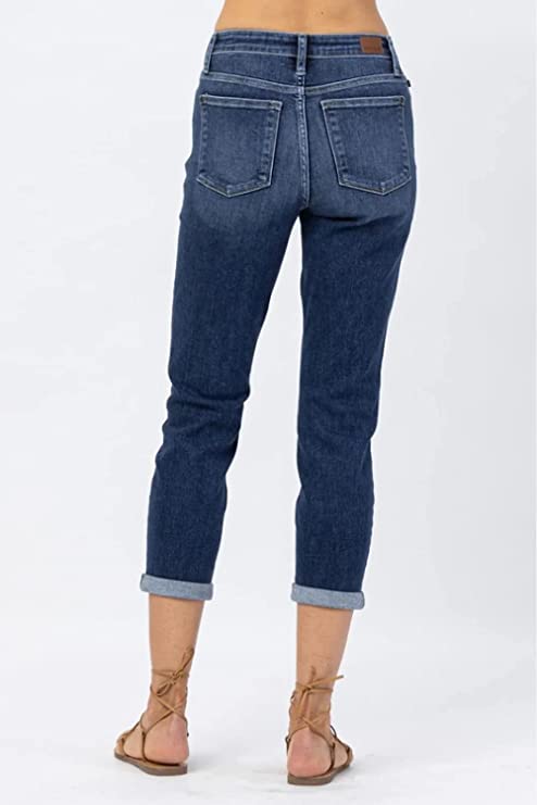 Judy Blue Womens High Waist Cropped Slim Fit Denim Jeans