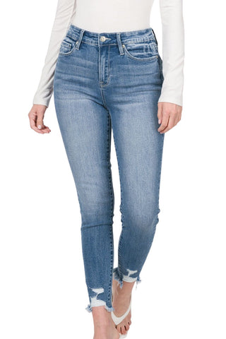 Risen Jeans Womens Mid Rise Denim Skinny Joggers