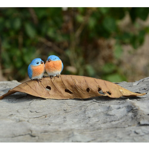 Top Collection Miniature Garden & Terrarium Bluebirds on Leaf