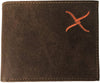 Twisted X Mens Distressed Leather Bifold Wallet (Brown/Orange)
