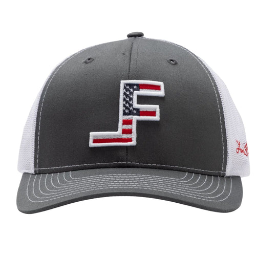 Lane Frost Patriot 3D Logo Adjustable Snapback Cap Hat, Charcoal/White