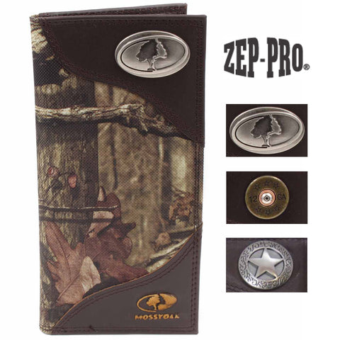 ZEP-PRO Mens Collegiate Mossy Oak Nylon/Leather Concho Wallet
