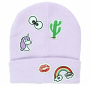 No Boundaries Violet Eyes Cactus Unicorn Lips Rainbow Beanie (One Size)