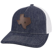 Hooey Mens Tejas Flexfit Leather Texas Patch Ball Cap(Denim/White,Large/X-Large)