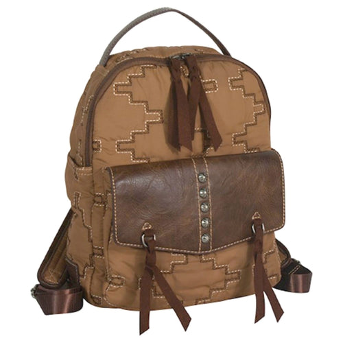 Justin Womens Parachute Aztec Embroidery Backpack, Trail Brown