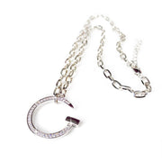 Jacqueline Kent Rhinestone Adjustable Nail Necklace, Silver