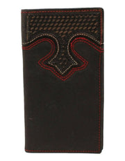 3D Belt Co. Mens Basket Weave Overlay Leather Rodeo Wallet (Black)