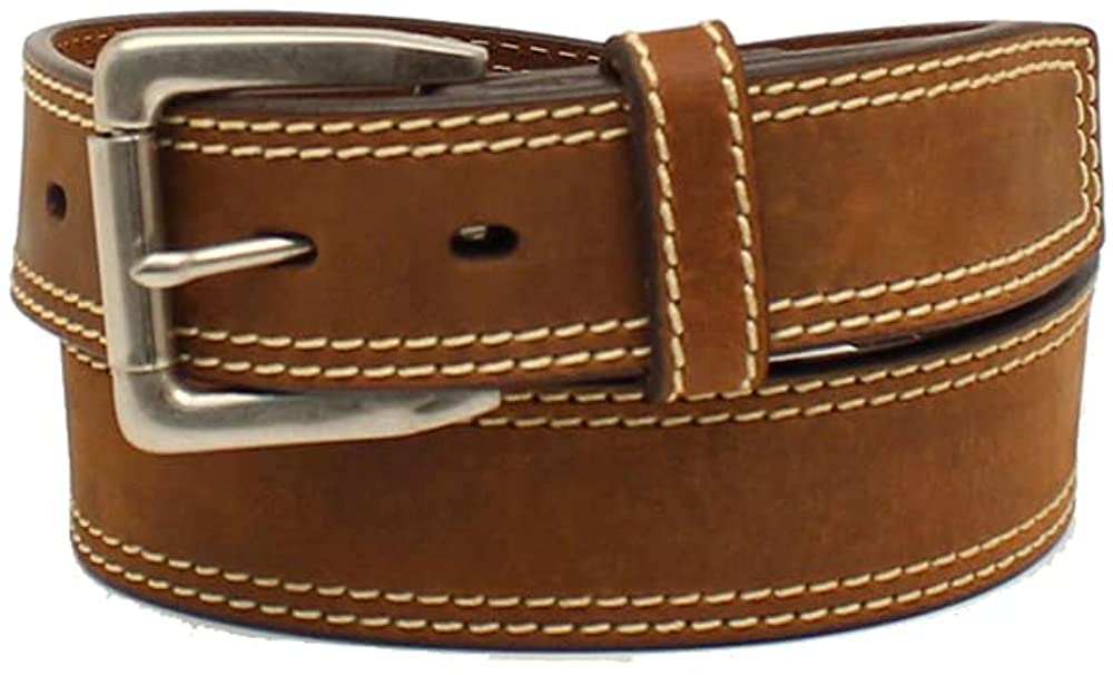 Ariat Mens Logo Conch Double Stitch Western Leather Belt