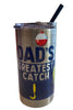 Carson Home Accents "Dads Catch" 12 oz. Stainless Steel Drink Tumbler With Straw